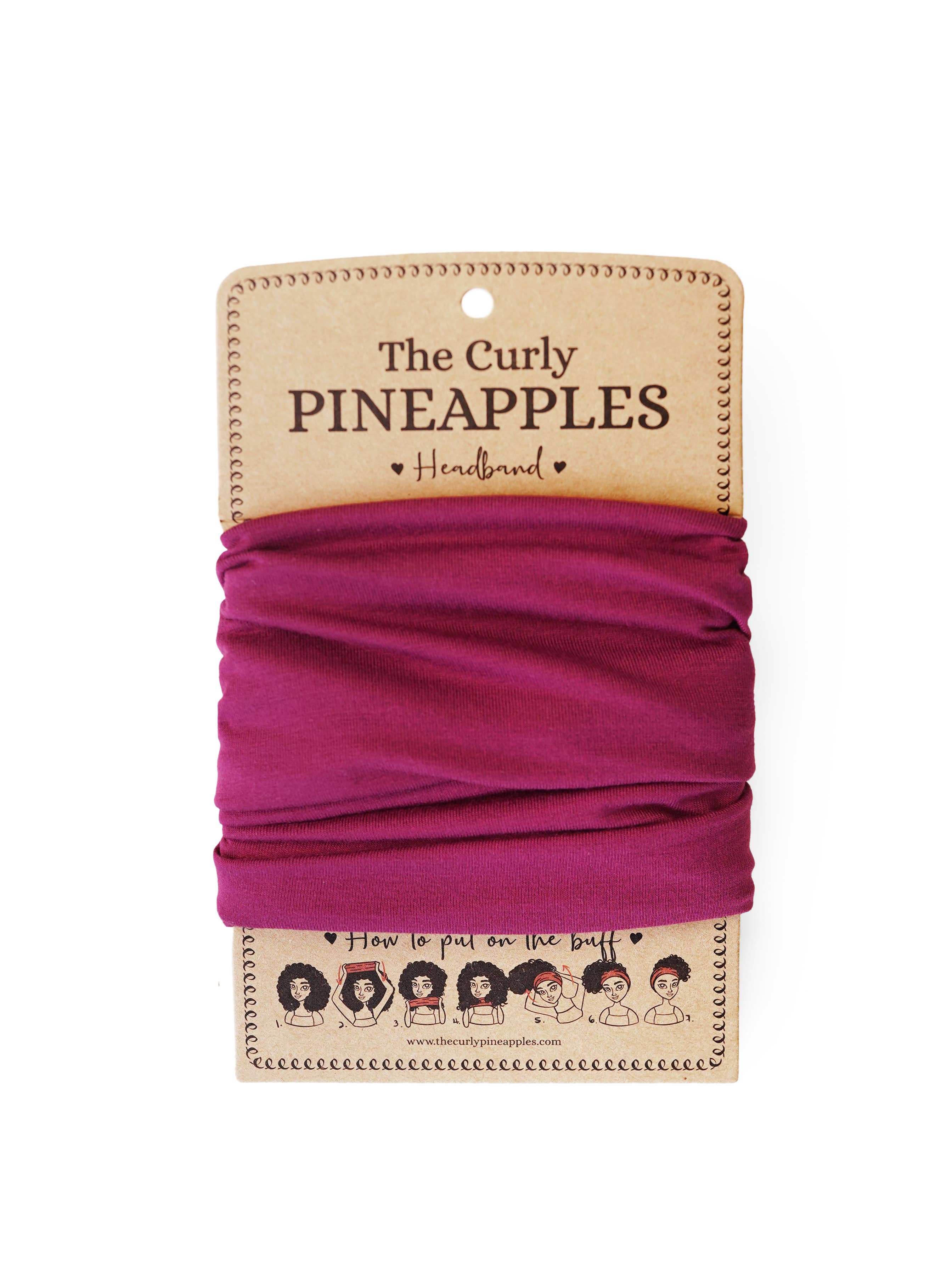 The Curly Pineapples - Wholesale Sleep Cap / Bonnet - Women's - Burgundy Rose Headband