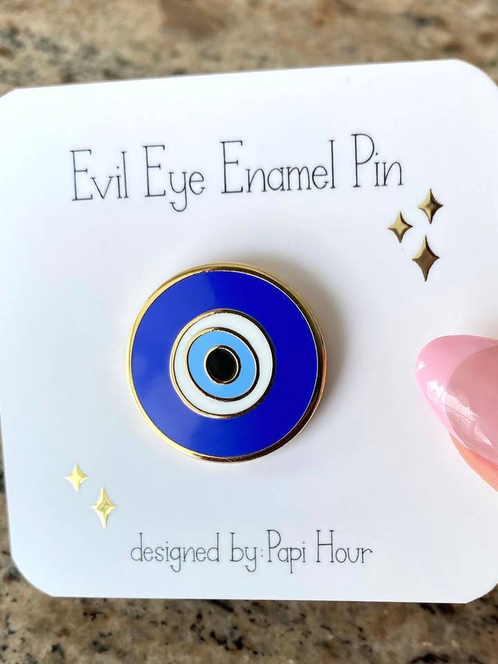 Onde øje hård emalje Pin | Evil Eye Pin | Revers Pins | Beskyttelse Symbol Pin for engroshandel hos Papi Hour