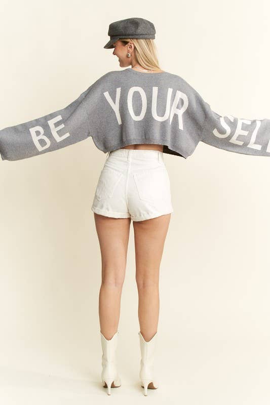 JADE BY JANE - Wholesale Knit Sweater - Women's - BE YOUR SELF SWEATER CROP TOP2