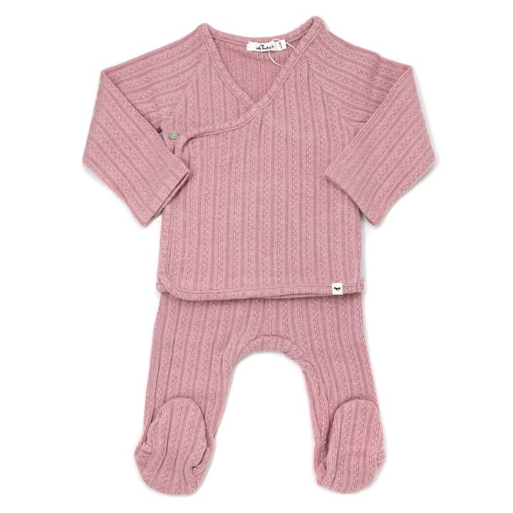 Kimono 2PC Footie Set Cable for wholesale by oh baby!