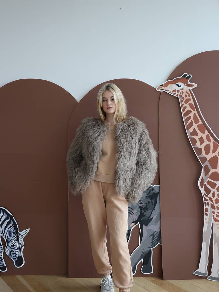 Veste en peau de mouton Smokey Beige pour la vente par Pellobello