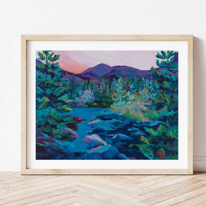 Mountain River — Landscape Art Print, Colorful Landscape for wholesale by L Marie Art
