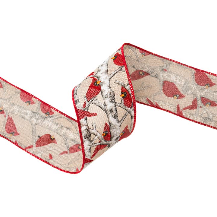 LA Ribbons Wholesale - Wholesale Ribbon - Gift Wrapping - 2 1/2" Wired Ribbon | "Cardinal" Natural/Red Multi | 10 Yard Roll
1