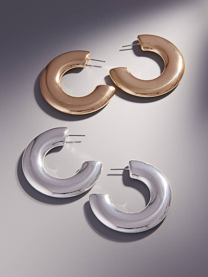 Round Shaped Ccb Basic Metal Hoop Earrings - 2 Inch Diameter for wholesale by Designature New York