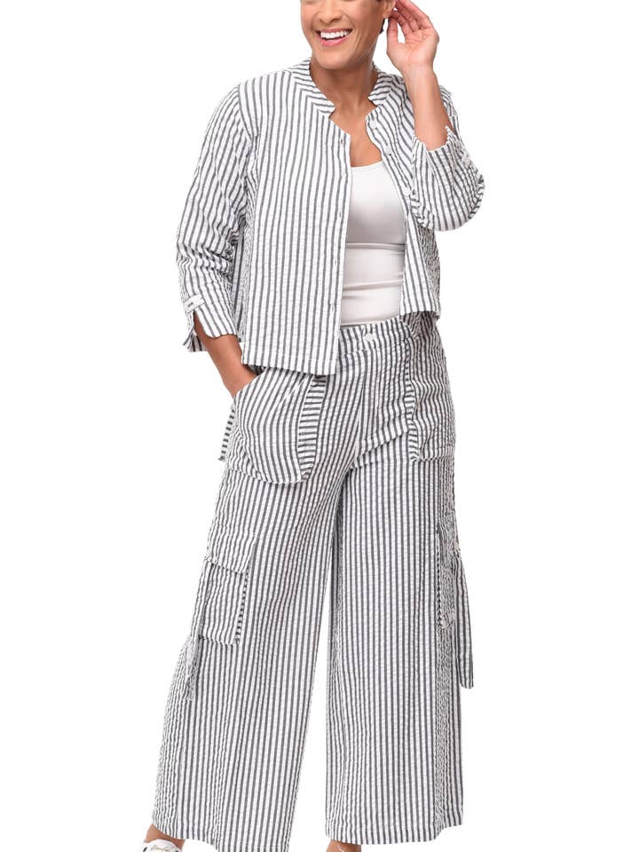 CV13 Dakota Jacket Top in Murphy Seersucker* for wholesale by Tulip Clothing