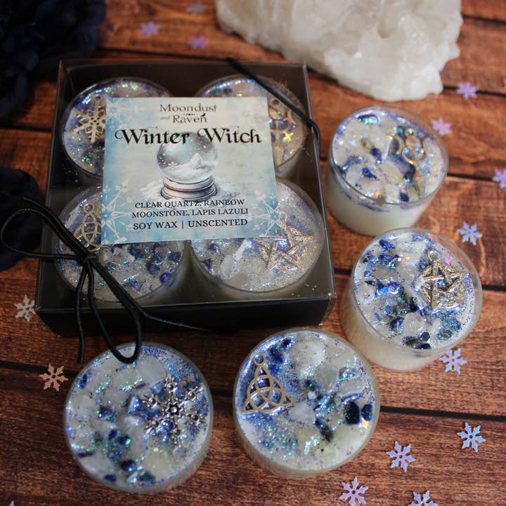 Moondust and Raven - Wholesale Tea light candles - Winter Witch Tealight Crystal Candles, Yule, Winter Solstice3