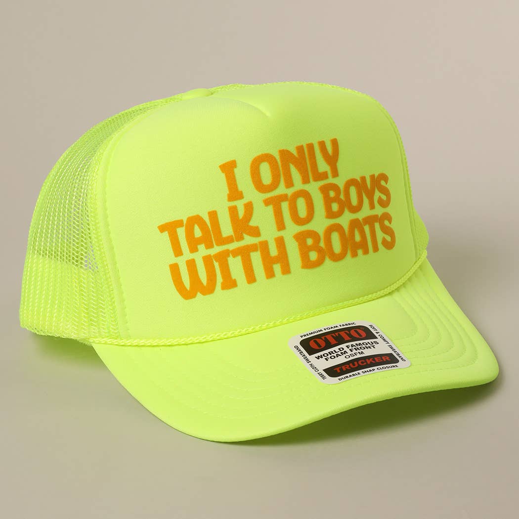 Fashion City - Vente Casquette de camionneur – femme - Je ne parle qu'aux garçons avec des bateaux Casquette à filet arrière avec texte18