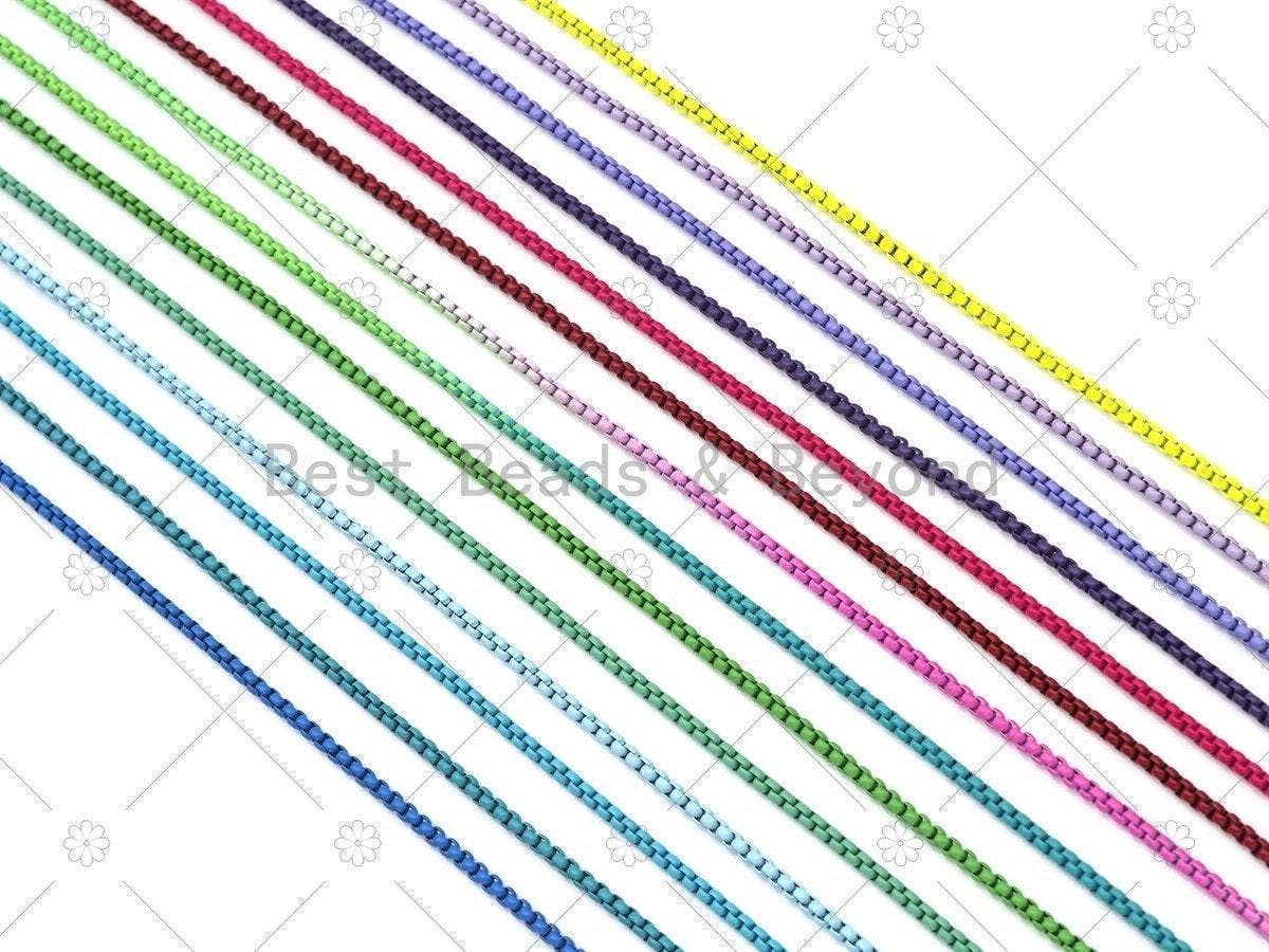 BestBeads&Beyond - Wholesale Link & Chain Necklace - 26 COLORS!!! Enamel Box Chain/Necklace, Enamel Pop Chain Necklaces, Colored Metal Necklace, Wholesale Enamel Chain,3mm,sku#M3983