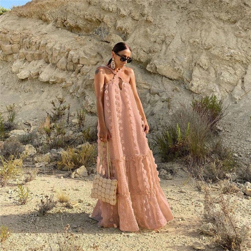 FurDecoration – wholesale Gown – Women's – Floral Cascade Gown with Neck Drape9