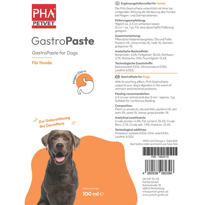Kauartikel.com GmbH - Vendita all'ingrosso Integratore per animali domestici - Cani - PHA GastroPaste per cani 100 ml (confezione da 5)4
