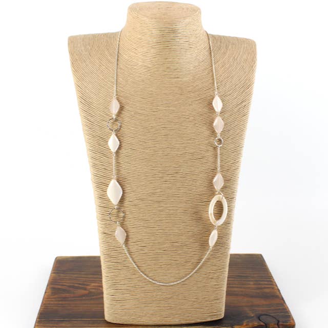 N24246 Mixed Polyresin Geo Bead/Ring Necklace (30"+2") for wholesale by Pretty Persuasions