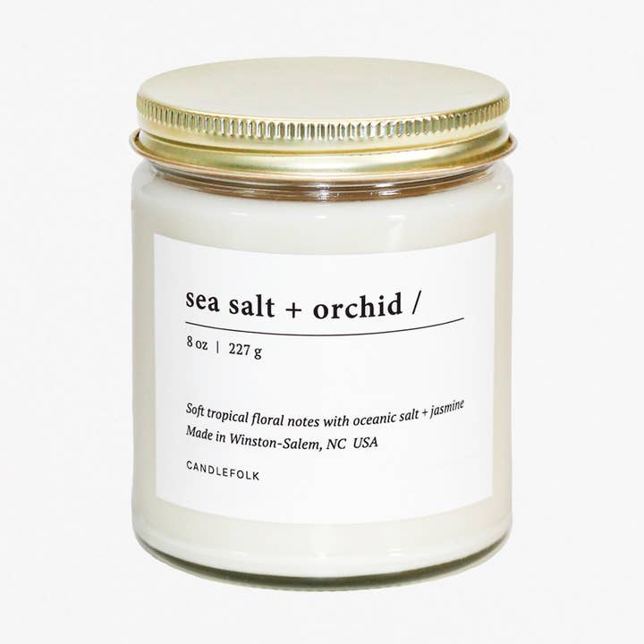 Sea Salt & Orchid - 8 oz Soy Candle for wholesale by Candlefolk