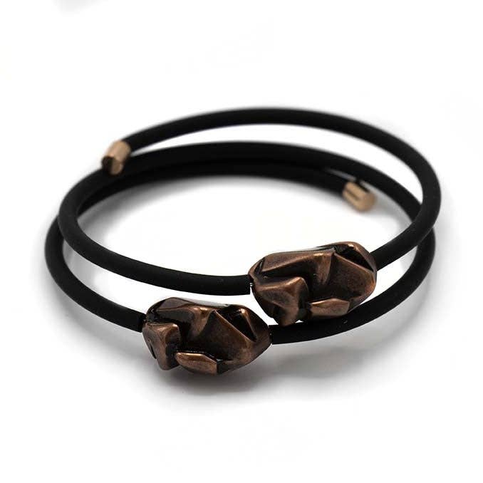 Thick Rocks, Rubber and Copper bracelet for wholesale by FATES, style with a story
