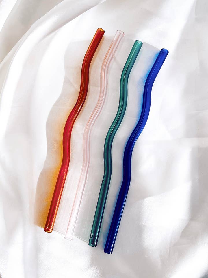 Wavy Glass Straws for wholesale by Golden Hour Designs