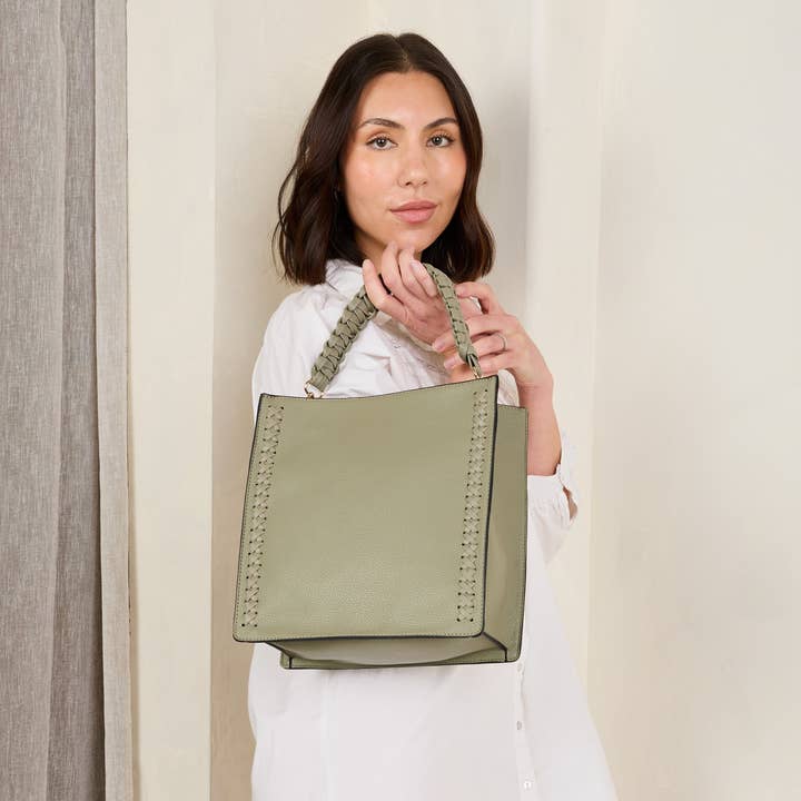 Jen & Co. - Wholesale Tote Bag - Women's - M2619 Esme Whipstitch Detail Tote w/ Braided Handle7