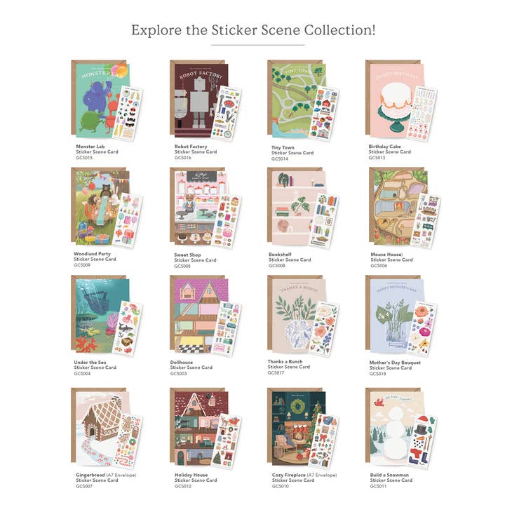 Inklings Paperie - Wholesale Birthday Card - Sticker Scene Card - Woodland Party4