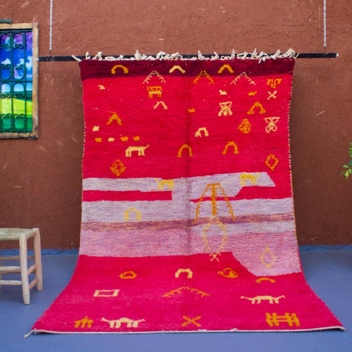 TRIBAL MØNSTER PINK ULD TÆPPE for engroshandel hos Daridecoo