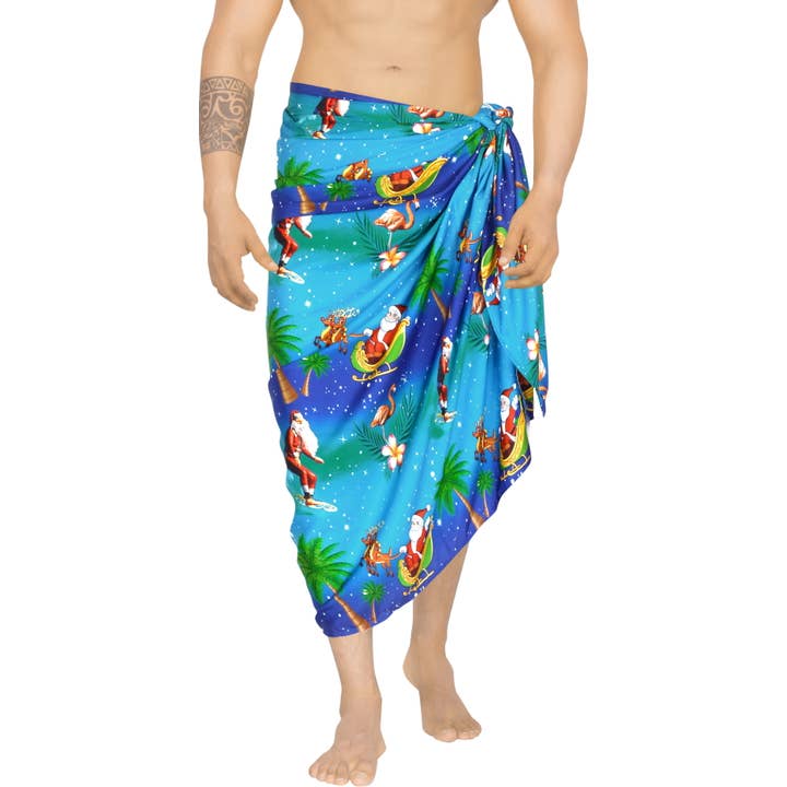 Blue LA LEELA MenVacation Sarong Pareo Wrap One Size Blue-C72 for wholesale on Faire1