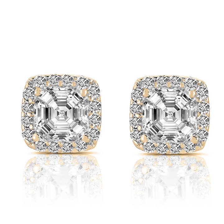 Boucles d'oreilles carrées en argent sterling plaqué or pour la vente par Genevive