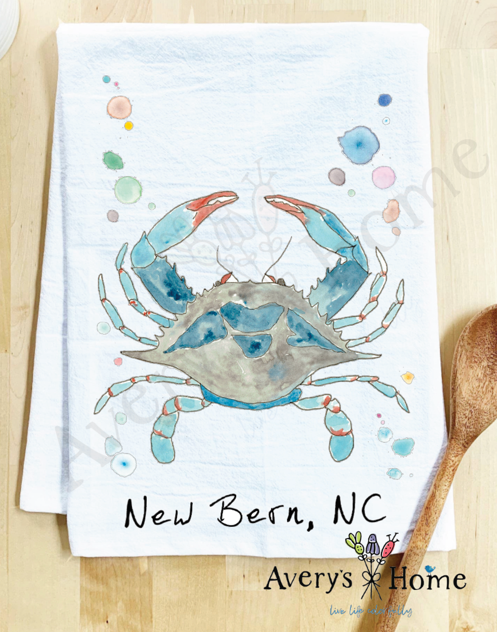Avery's Home - Wholesale Tea Towel - Blue Crab Ocean Customizable Coastal Tea Towel23
