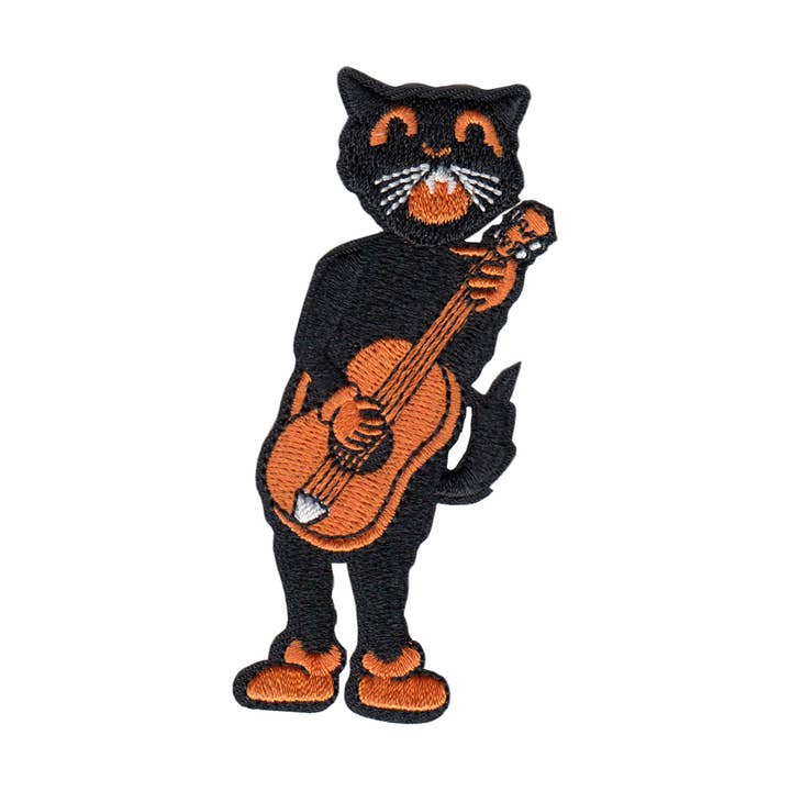 Square Deal Recordings & Supplies – Emblema por atacado – Patch - Banda Gato Vintage Preta - Conjunto 4 Peças4