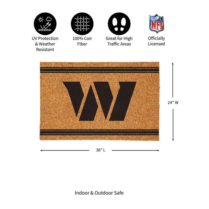 Evergreen Enterprises - Wholesale Door Mat - Washington Commanders Large One Color Coir Mat, 36"x24"3