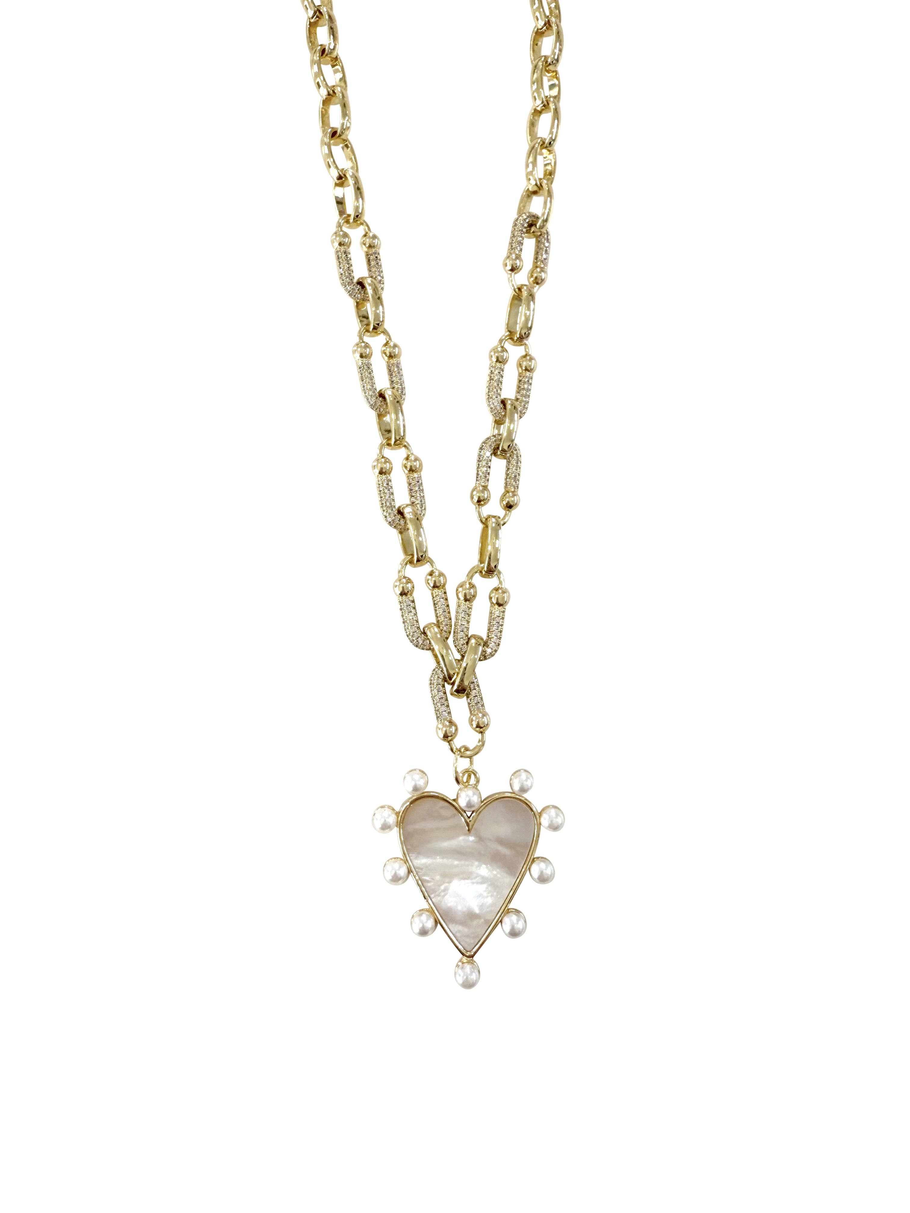 Gemelli - Wholesale Pendant/Charm Necklace - Marella Gold Pearl Heart Necklace0