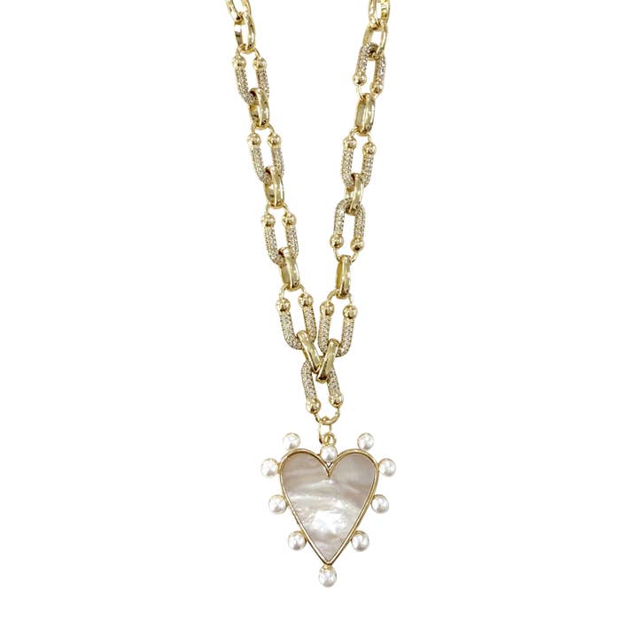 Gemelli - Wholesale Pendant/Charm Necklace - Marella Gold Pearl Heart Necklace