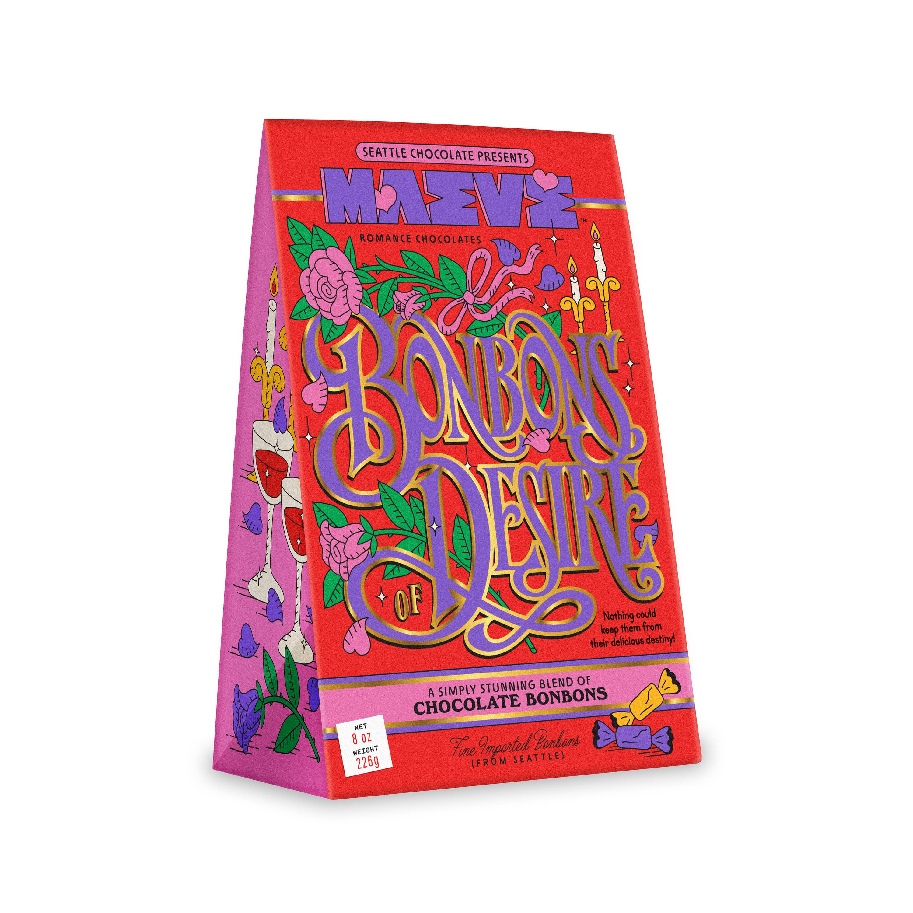 Seattle Chocolate Presents Maeve - Wholesale Chocolate Box - NEW! Valentine's - Bonbons of Desire Bonbon Box - 8oz0