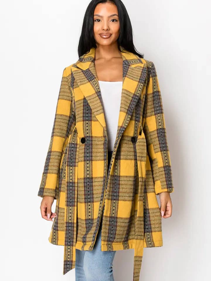 PATRONCITO USA INTERNATIONAL, INC - Wholesale Coat - Women's - Women's Long Coat Plaid Jacket with belt (LJ400)23