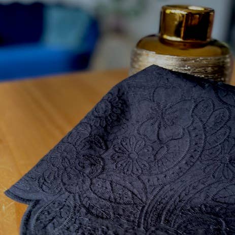 MY DRESS MADE - Wholesale Fabric - Black English embroidery fabric LUNA - 100% cotton1