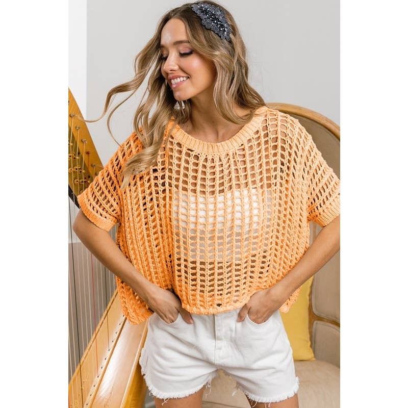 IVE – wholesale Knit top – Women's – SHORT SLEEVE NET CROCHET TOP8