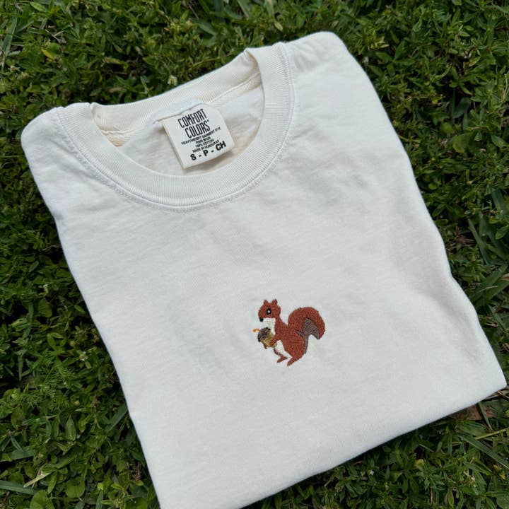 Squirrel Embroidered T-Shirt for wholesale by EnjoyMyDesign
