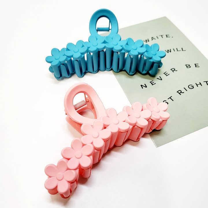 Matte Color Flower Hair Claw Clip for wholesale on Faire
