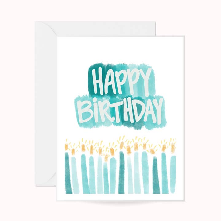 Geburtstagskerzen | Grußkarte | Blauer Geburtstag | Kerzen für den Großhandel von Anna Whitham Co.