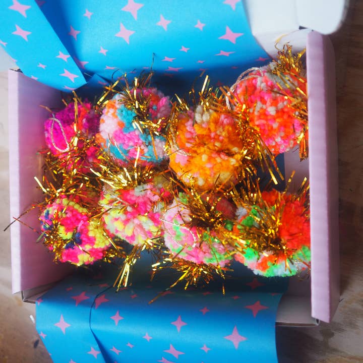 Fat Pom Poms - Wholesale Ornament set - MINI Tinsel Bauble Decorations5