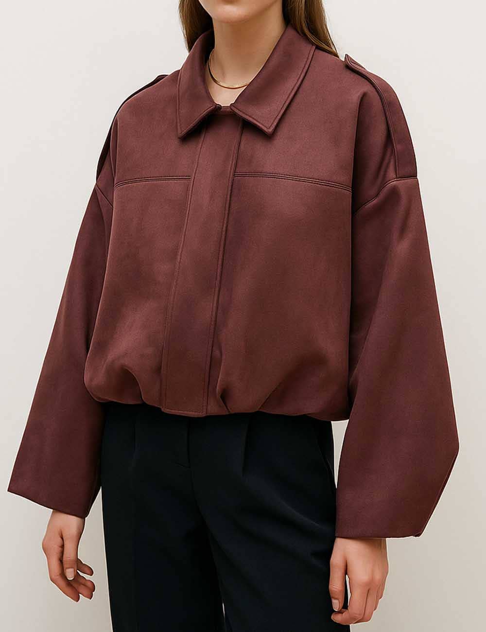 Sweetkama - Wholesale Bomber Jacket - Women's - Ladies Faux Suede Bomber Jacket Shirt Collar Zip-Up Coat10