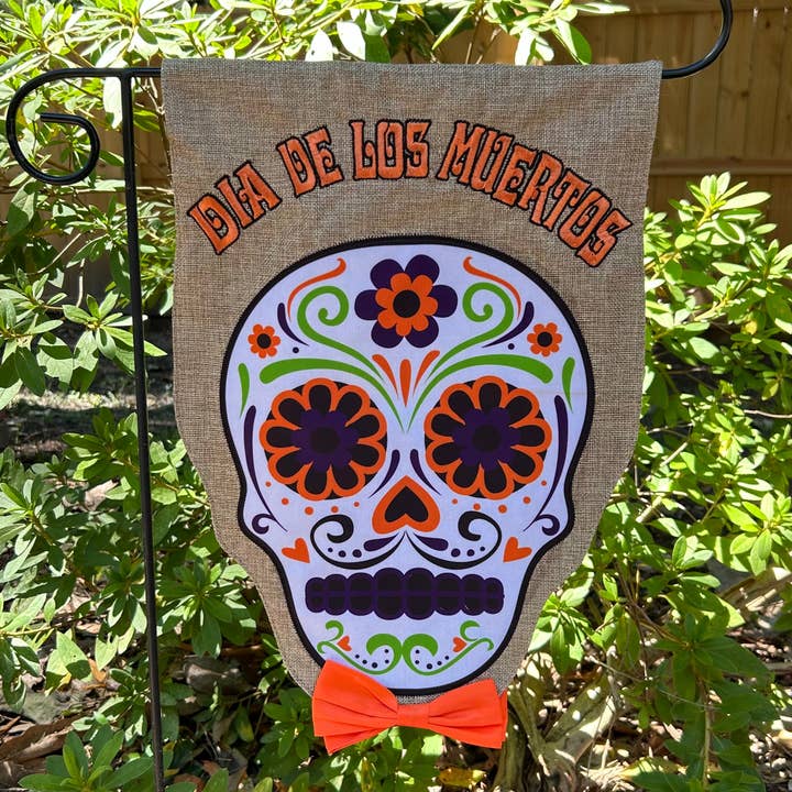 Drapeau de jardin 2 faces en toile de jute Sugar Skull 12,5 x 18" pour la vente par JEC Home Goods Inc