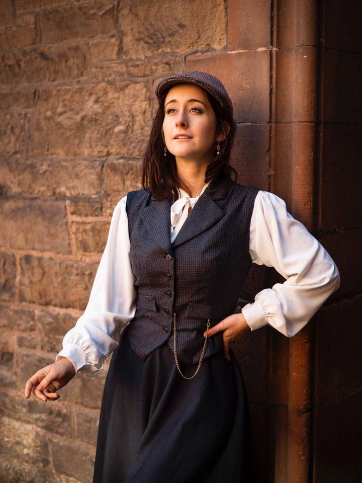 Grå/blå/svart Peaky Plaid-jacka för wholesale av Pivoine Signature