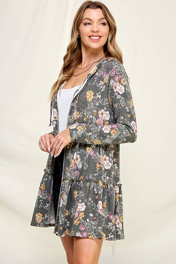 Chris & Carol Apparel - Vendita all'ingrosso Felpa con cappuccio - Donna - 203006C - Felpa con cappuccio floreale perfettamente a livelli5