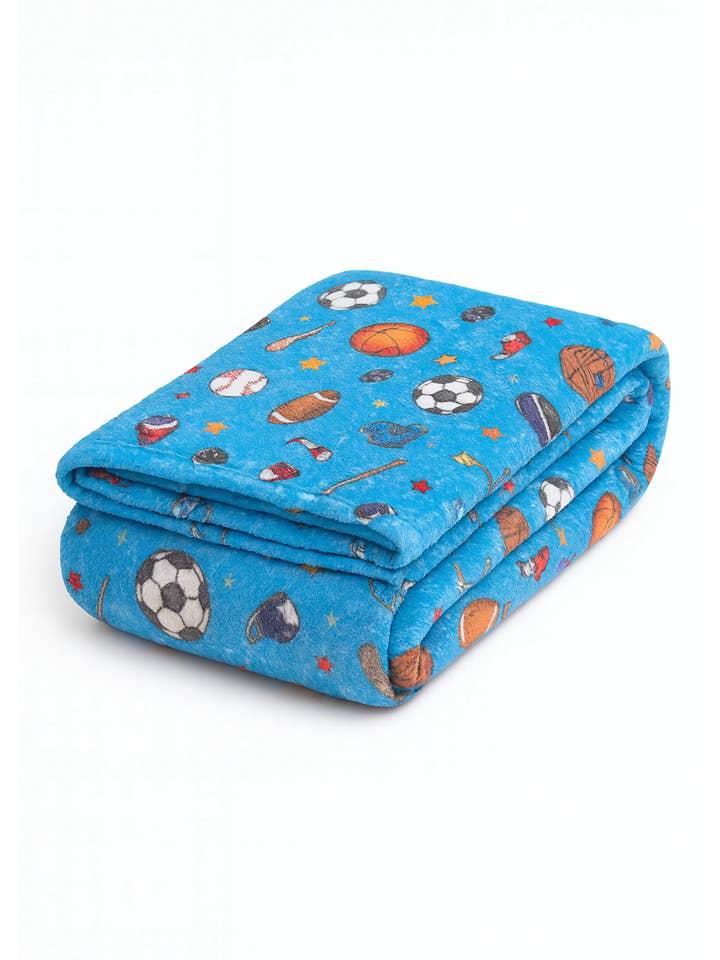 Manta de Pêlo com Estampa Desportiva Azul para Rapazes por atacado de Limeapple