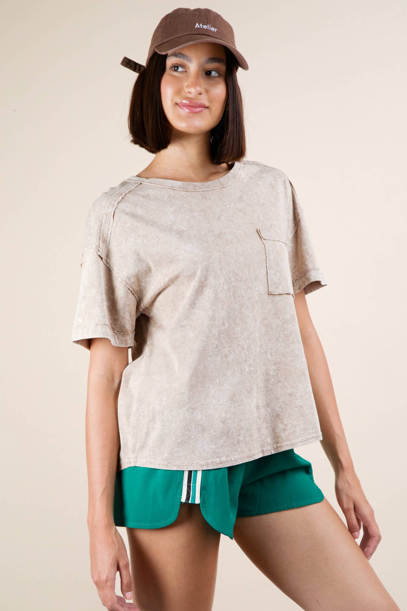VERY J - Wholesale Knit Top - Women's - NT11108-Mineral Washed Knit Top with Pocket23