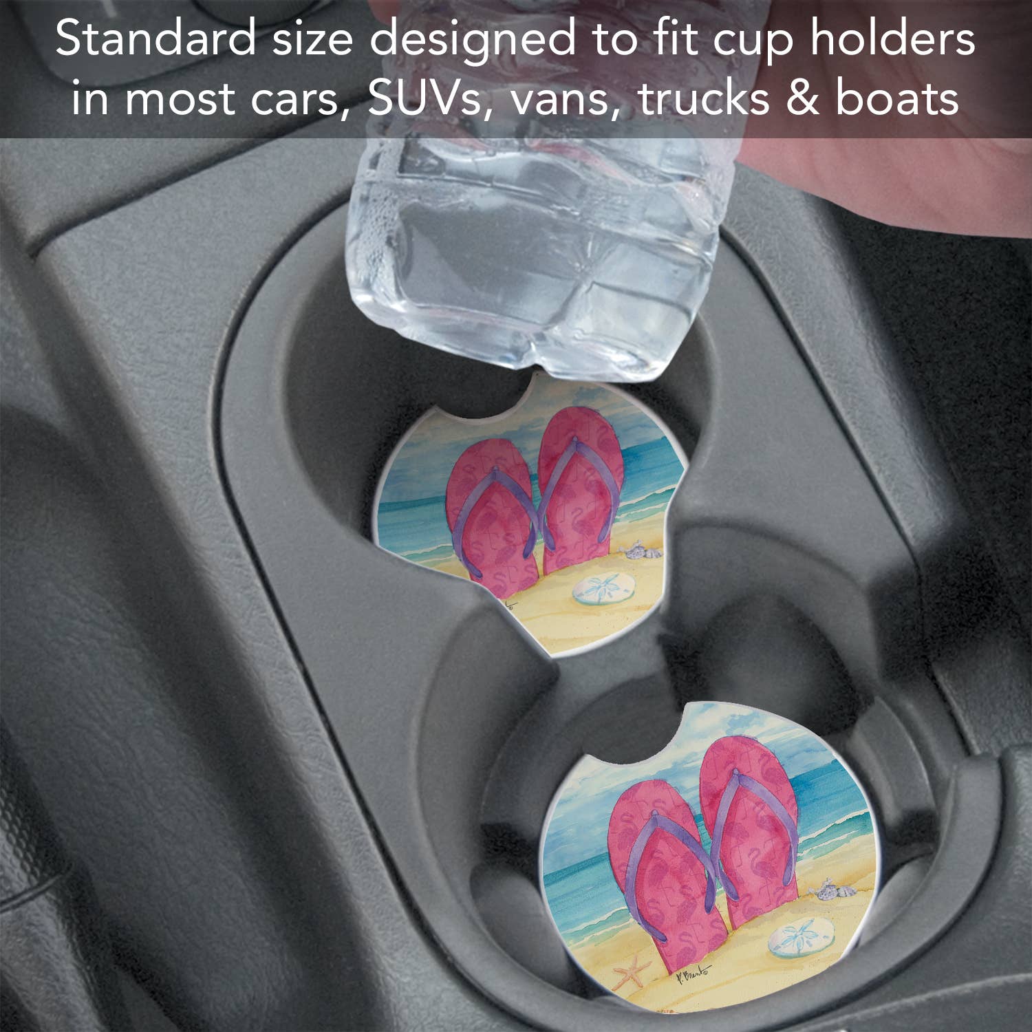 Conimar Promotions - Wholesale Coasters - "Toes in the Sand" 1-Pack Absorbent Stone Car Coaster    1