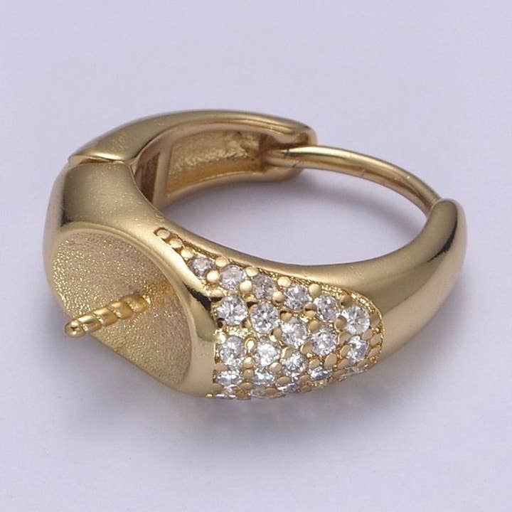 Aim Eternal - Wholesale Jewelry Set - Gold Lever Back Hoop Earring Setting for Half Drilled Pearls Beads, DIY Earring Mounting Findings L-6740