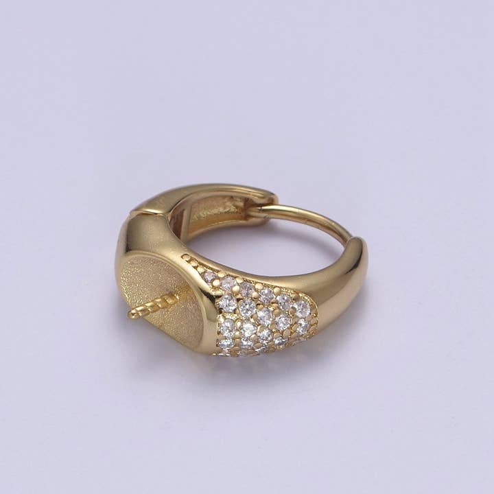 Aim Eternal - Venta al por mayor Juegos de joyas - Ajuste de Pendiente de Aro con Cierre de Palanca en Oro para Perlas Perforadas a la Mitad, Montaje de Pendiente DIY L-674