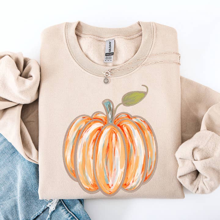 Watercolor Pumpkin, Halloween, Autumn, Fall Sweatshirt for wholesale by Refinery Number One LLC