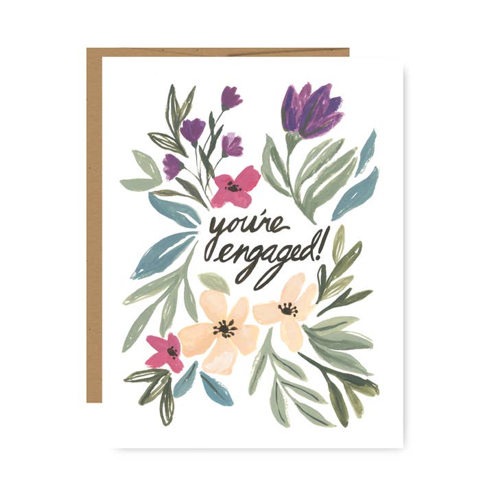 Wedding Engagement Floral greeting card for wholesale by Jessica Frasz Studio
