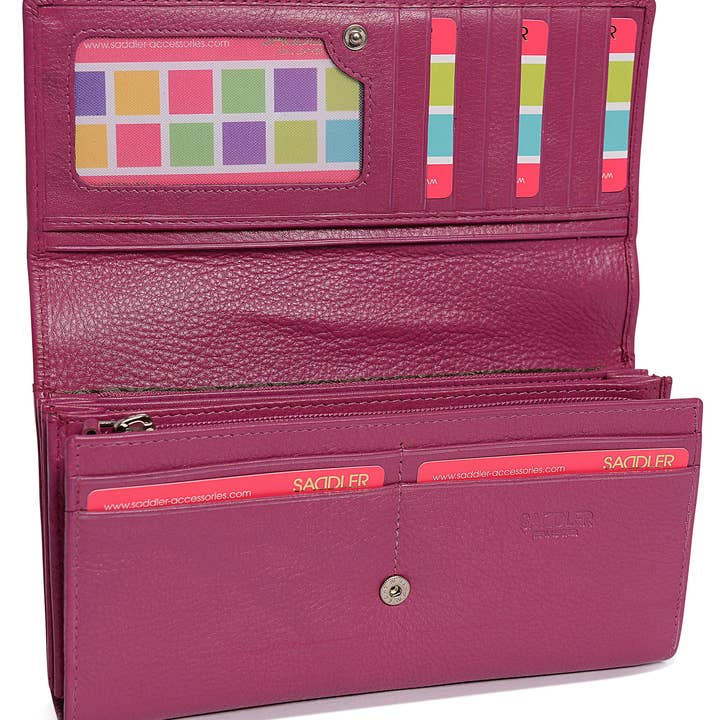 SADDLER - Vente Portefeuille – femme - Grand Portefeuille en Cuir à Sections Multiples "Grace" – Fait Main par Saddler | Protégé RFID & Boîte Cadeau18