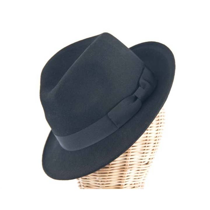 Max Alexander by Cupids Millinery Melbourne - Wholesale Fedora - Men's - Black Fedora Felt Blues Brothers Homburg Hat