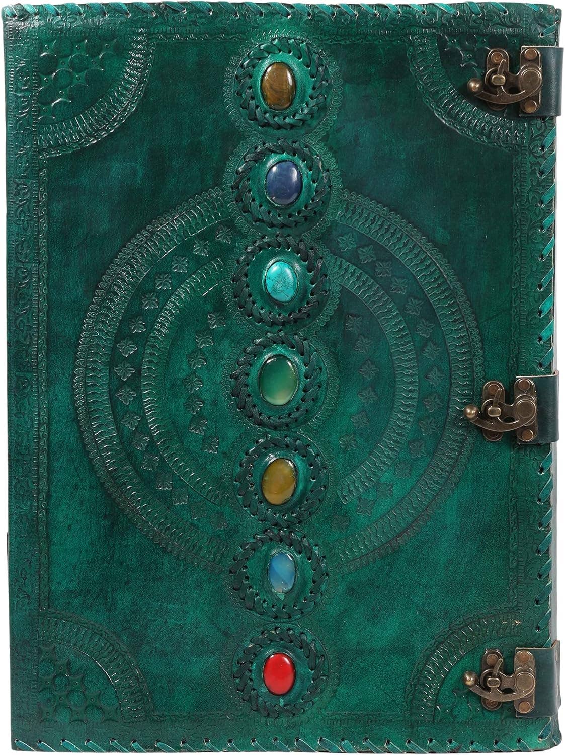 Tuzech Leather - Wholesale Journal/Diary - Seven Chakra Leather Journal – Handmade Embossed Diary 13"45